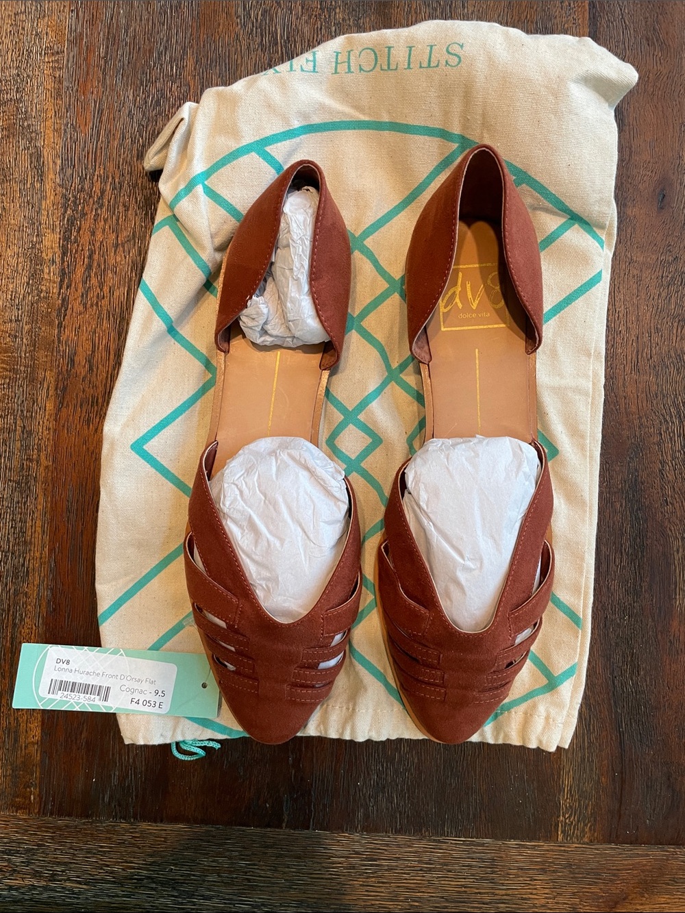 DV by Dolce Vita Cognac Suede D'Orsay Pointed Flats